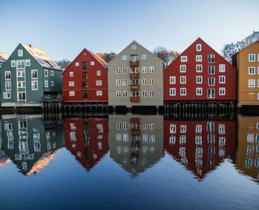 multicolored village wallpaper