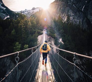 running man on bridge