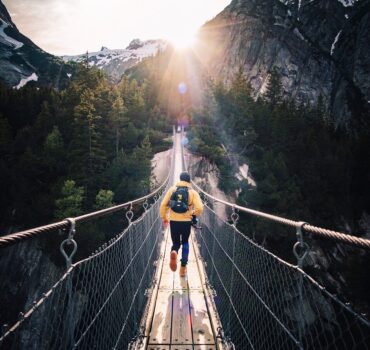 running man on bridge