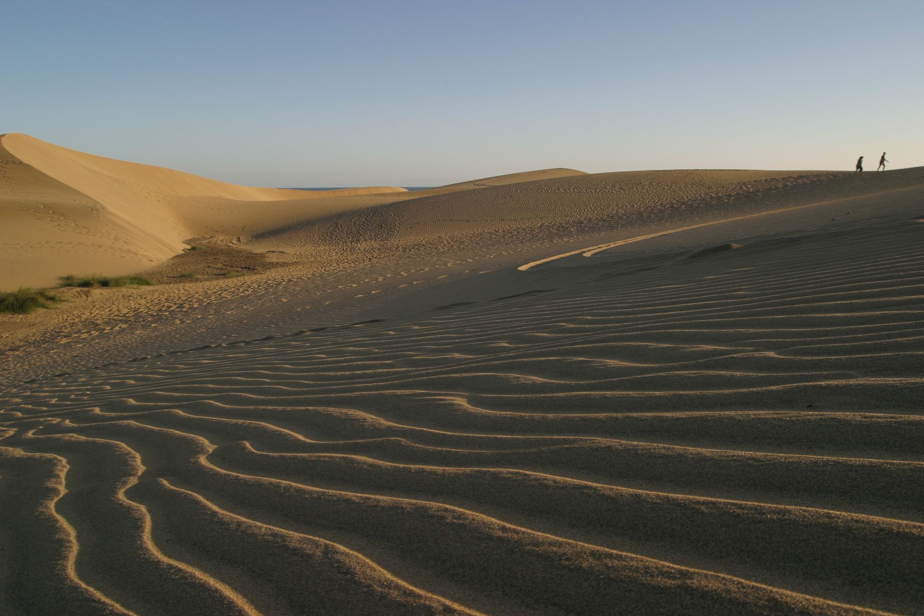 Nhom du khach cuoi lac da tren cat sa mac Sahara hoang hon